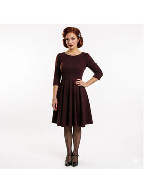 Unique Vintage Burgundy Sparkle Dress - New - XS